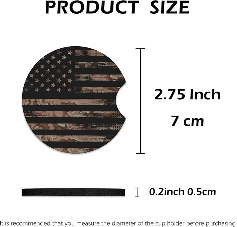 KARREAL 2 Pcs Car Cup Coasters, Wood Grain American Flag Universal Non-Slip Rubber Car Coasters for Cup Holders 2.75 inch, Car Interior Accessories for Men - Image 3